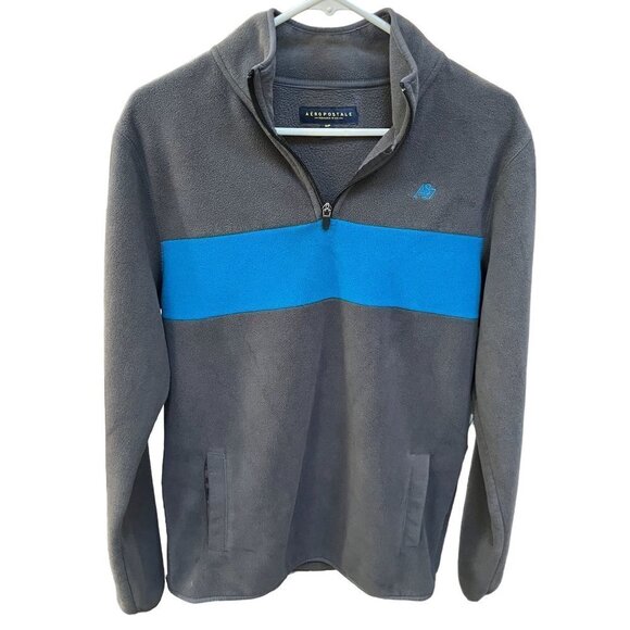Aeropostale mens A87 gray zip sweater blue stripe size‎ SP - Picture 1 of 9